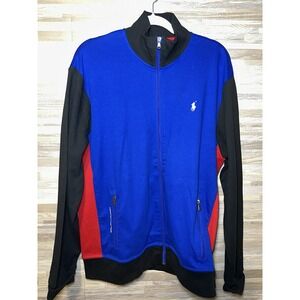 Polo Ralph Lauren Performance Track Jacket Mens Large Blue Red Black Full Zip #M